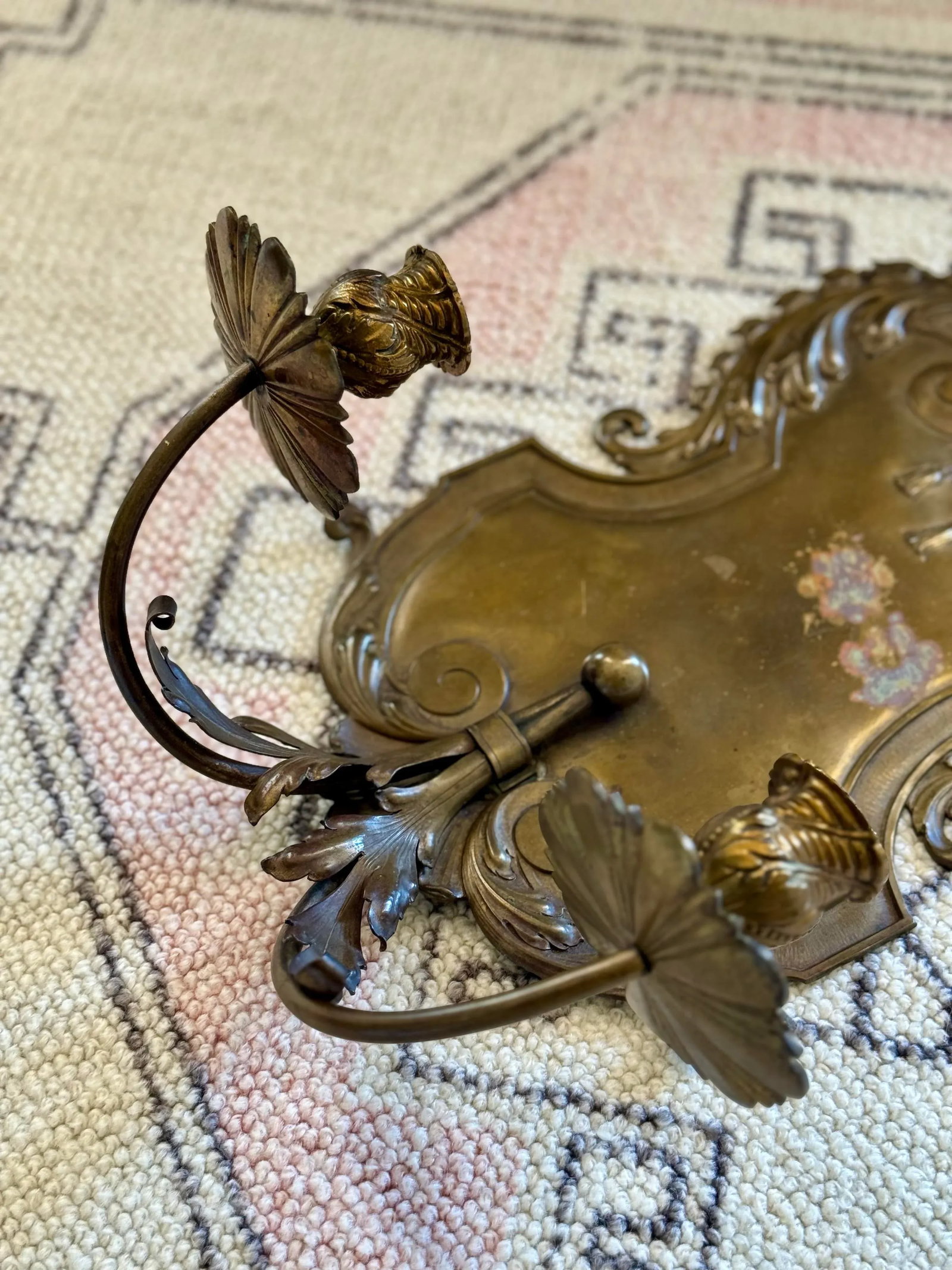 Antique Brass Candle Wall Sconce - 4