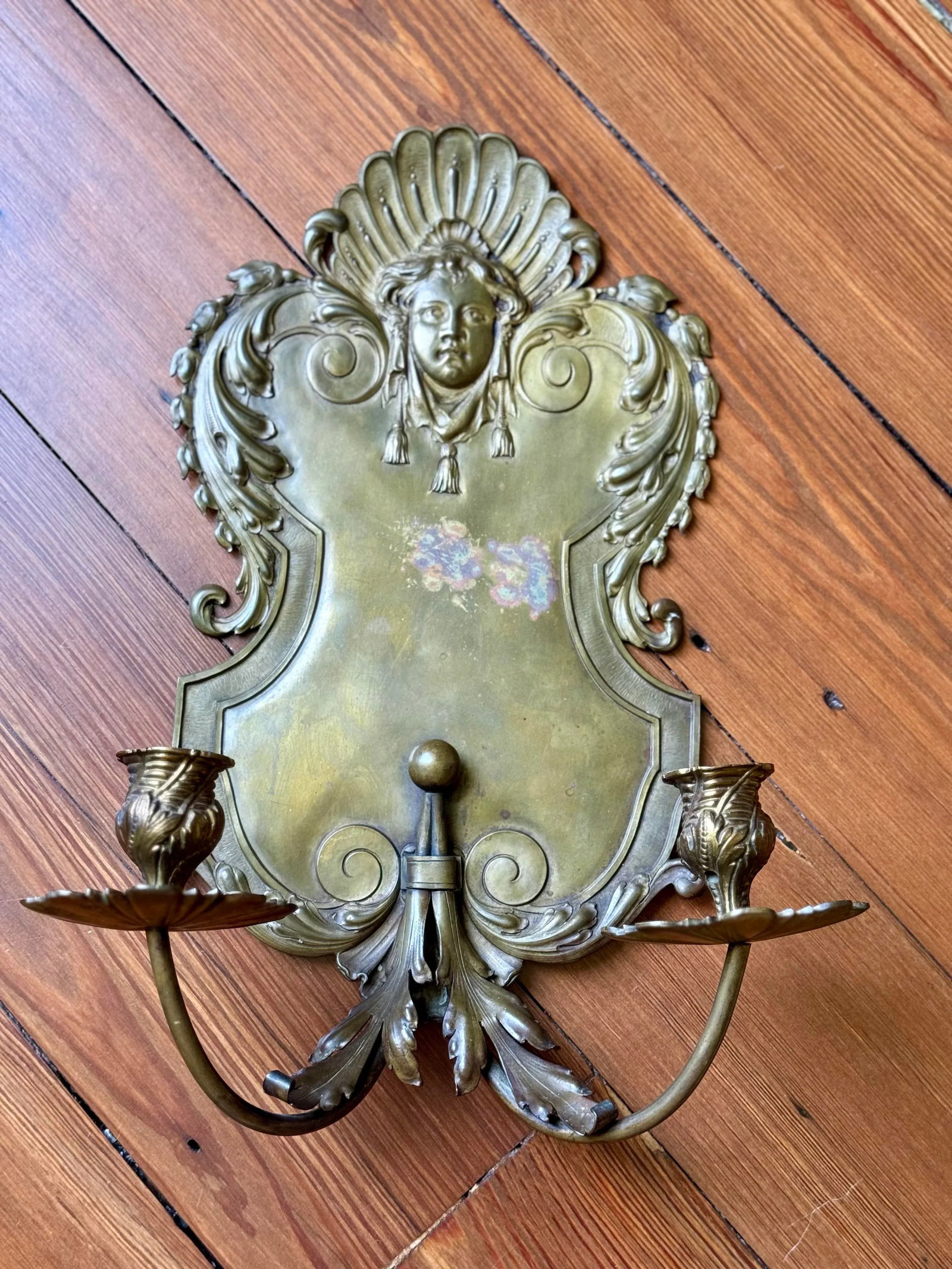 Antique Brass Candle Wall Sconce - 6