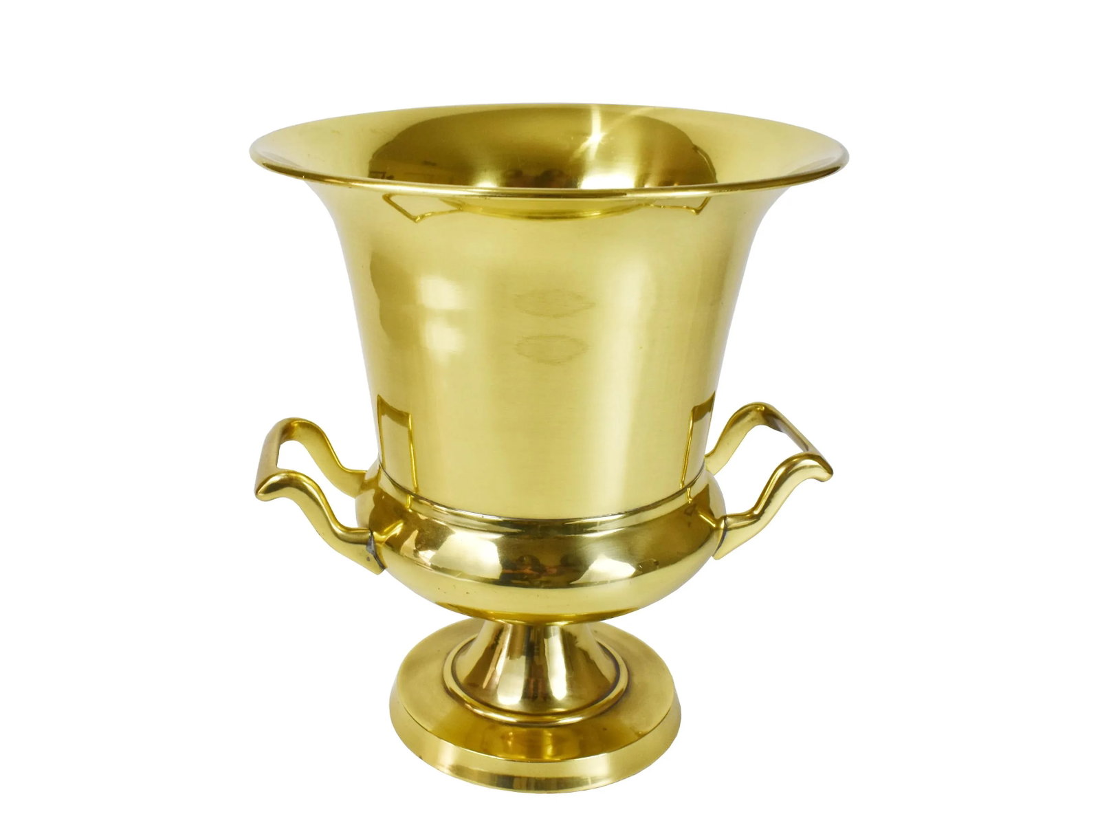 Modern Solid Brass Champagne Wine Ice Bucket Cooler: Beautiful Solid brass champagne/wine ice bucket perfect for your parties and events. it also can be used as a vase or as an object of art. In great vintage condition Dimensions (approximately): 10" H 