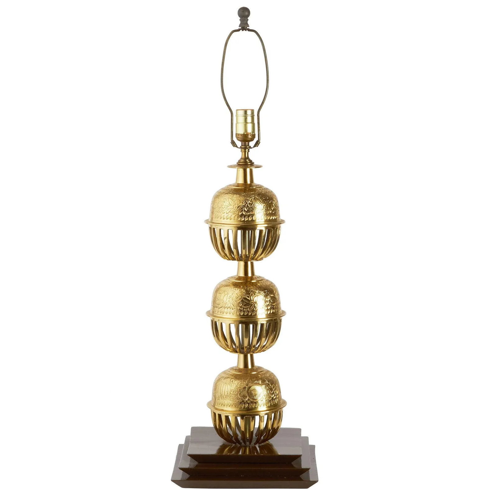 Large Brass Chinoiserie Table Lamp | Pagoda Base - 2