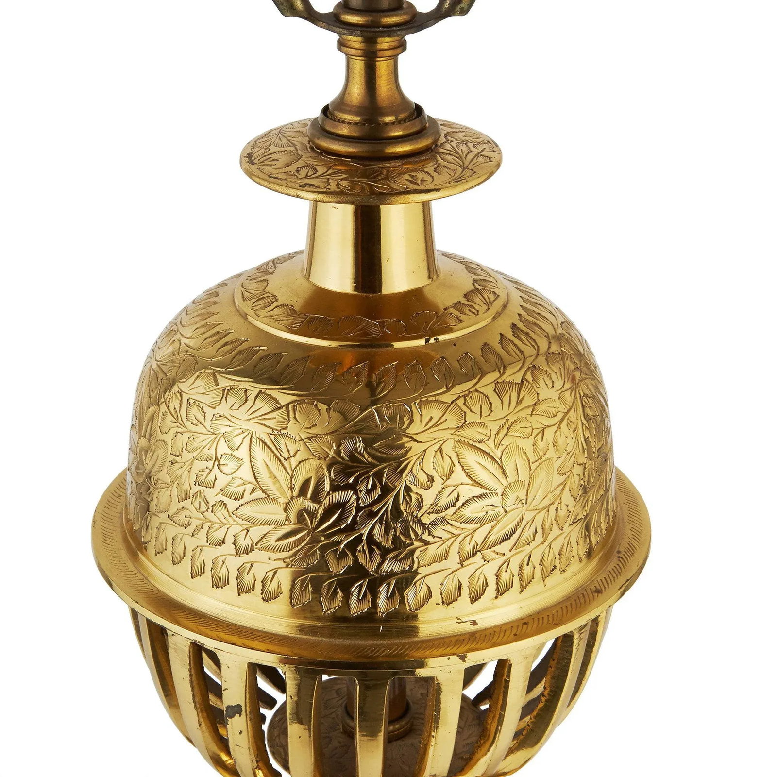 Large Brass Chinoiserie Table Lamp | Pagoda Base - 4