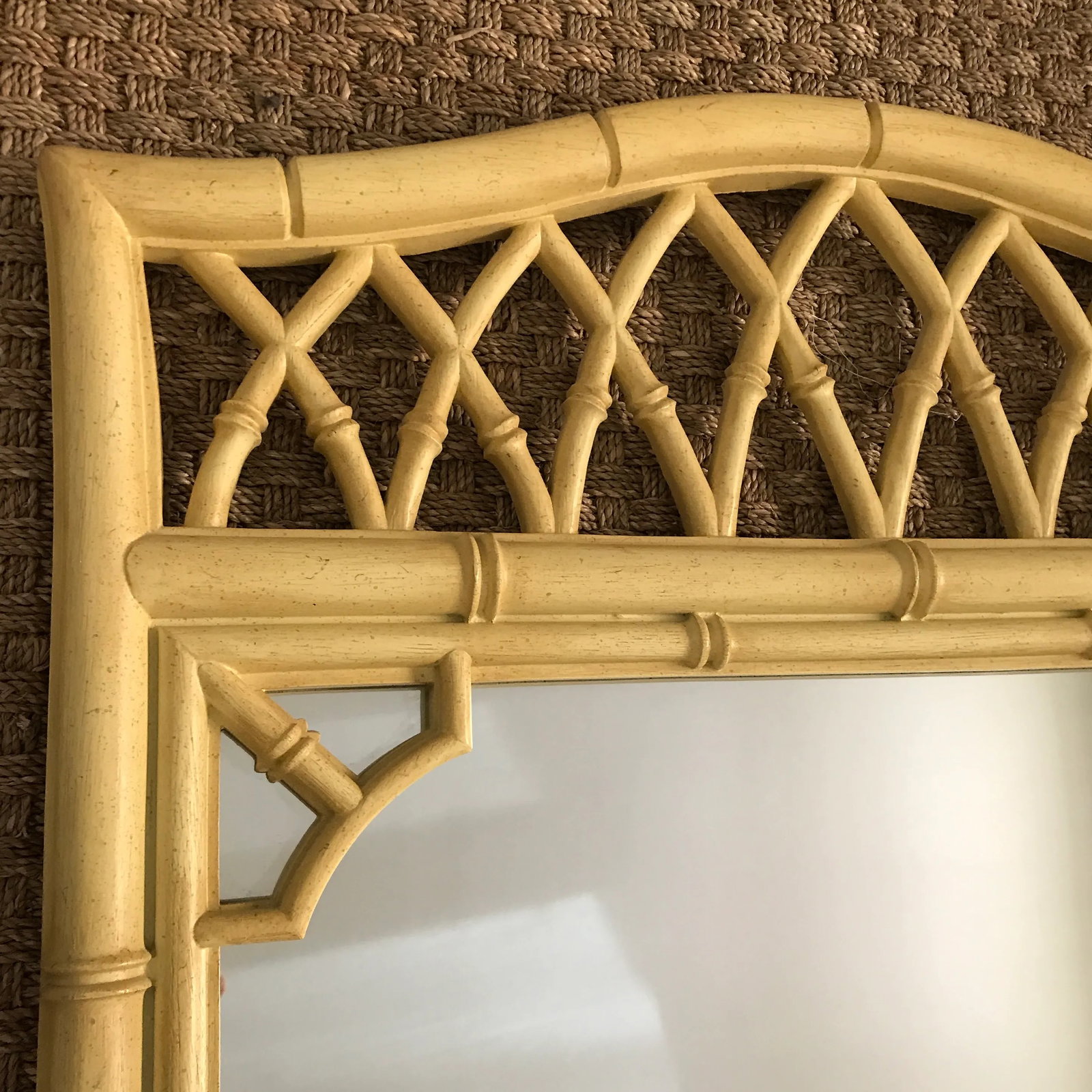 Chinoiserie Faux Bamboo Hollywood Regency Mirror Thomasville Allegro - 3