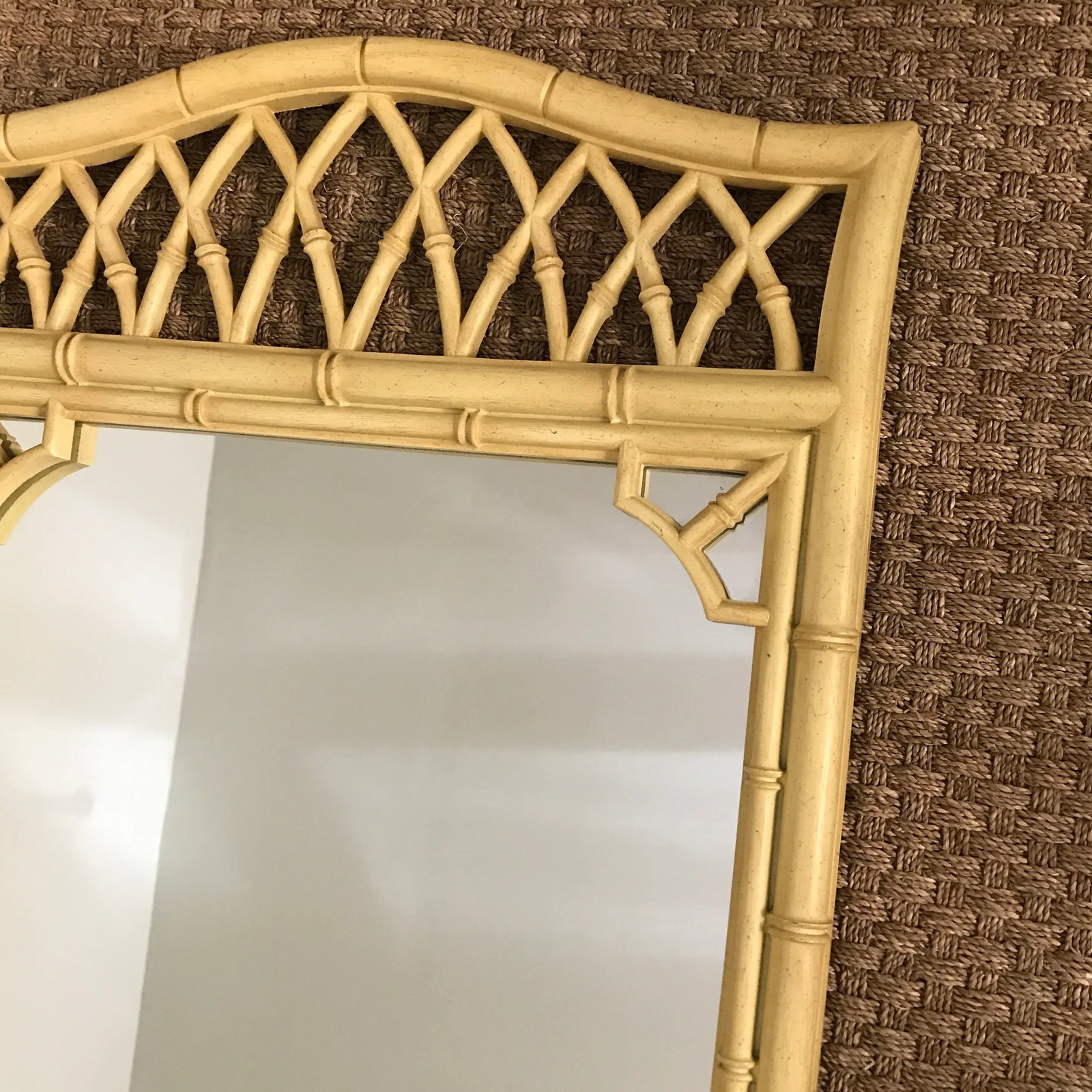 Chinoiserie Faux Bamboo Hollywood Regency Mirror Thomasville Allegro - 5