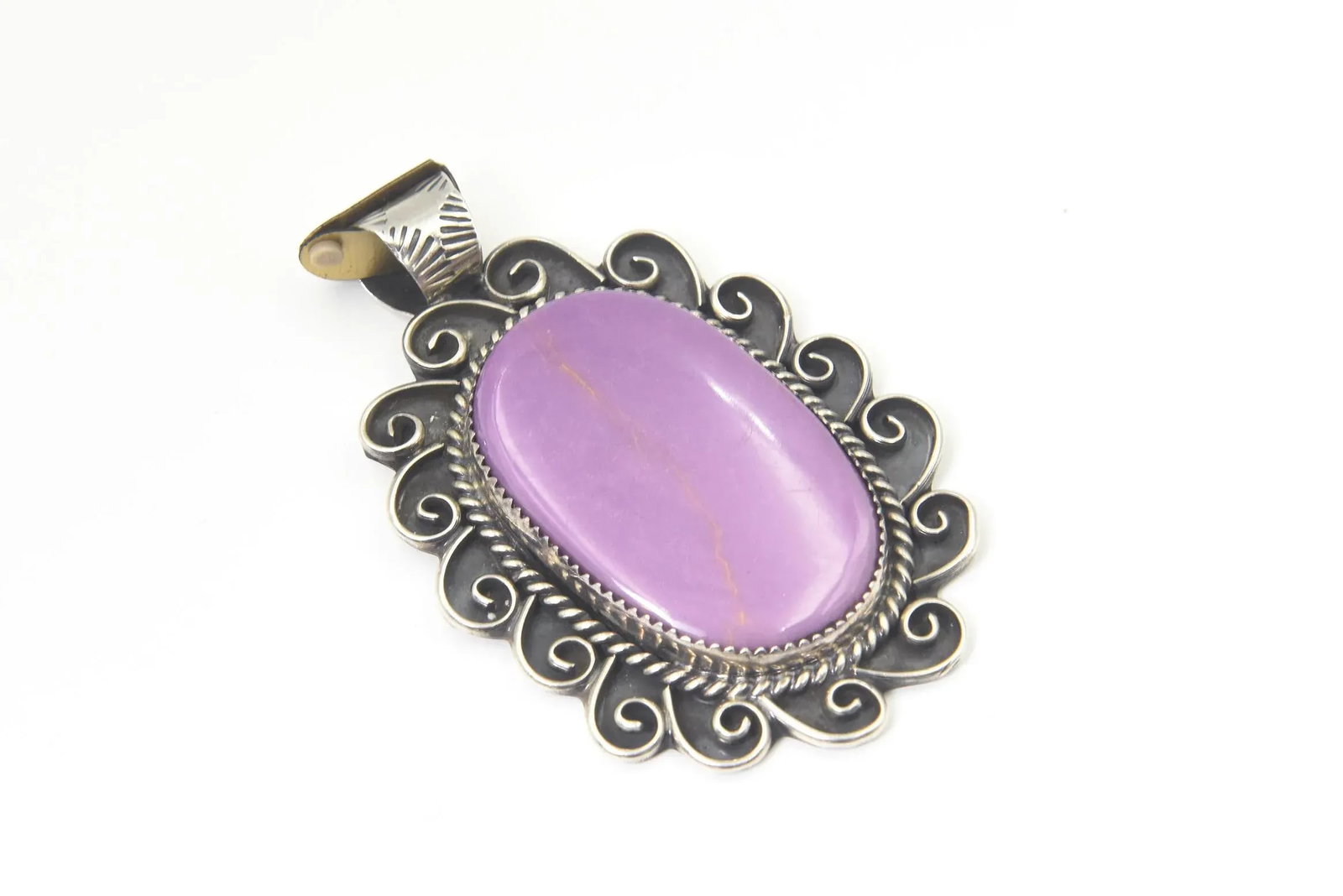Southwest Navajo Style Sun or Flower Sugilite Sterling Silver Pendant by Kay Johnson - 2