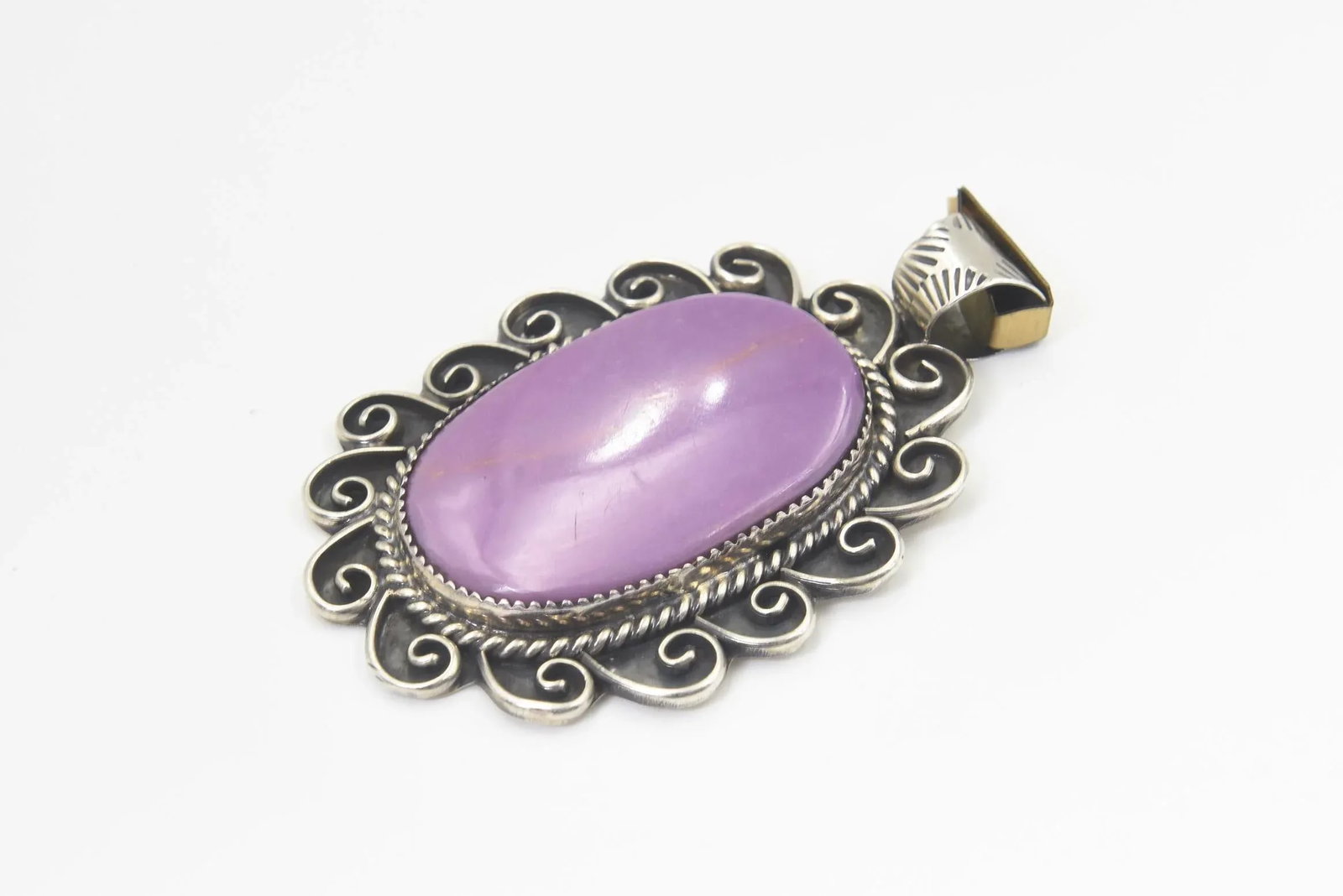 Southwest Navajo Style Sun or Flower Sugilite Sterling Silver Pendant by Kay Johnson - 3