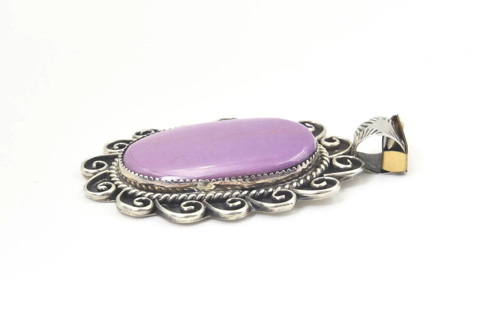 Southwest Navajo Style Sun or Flower Sugilite Sterling Silver Pendant by Kay Johnson - 5