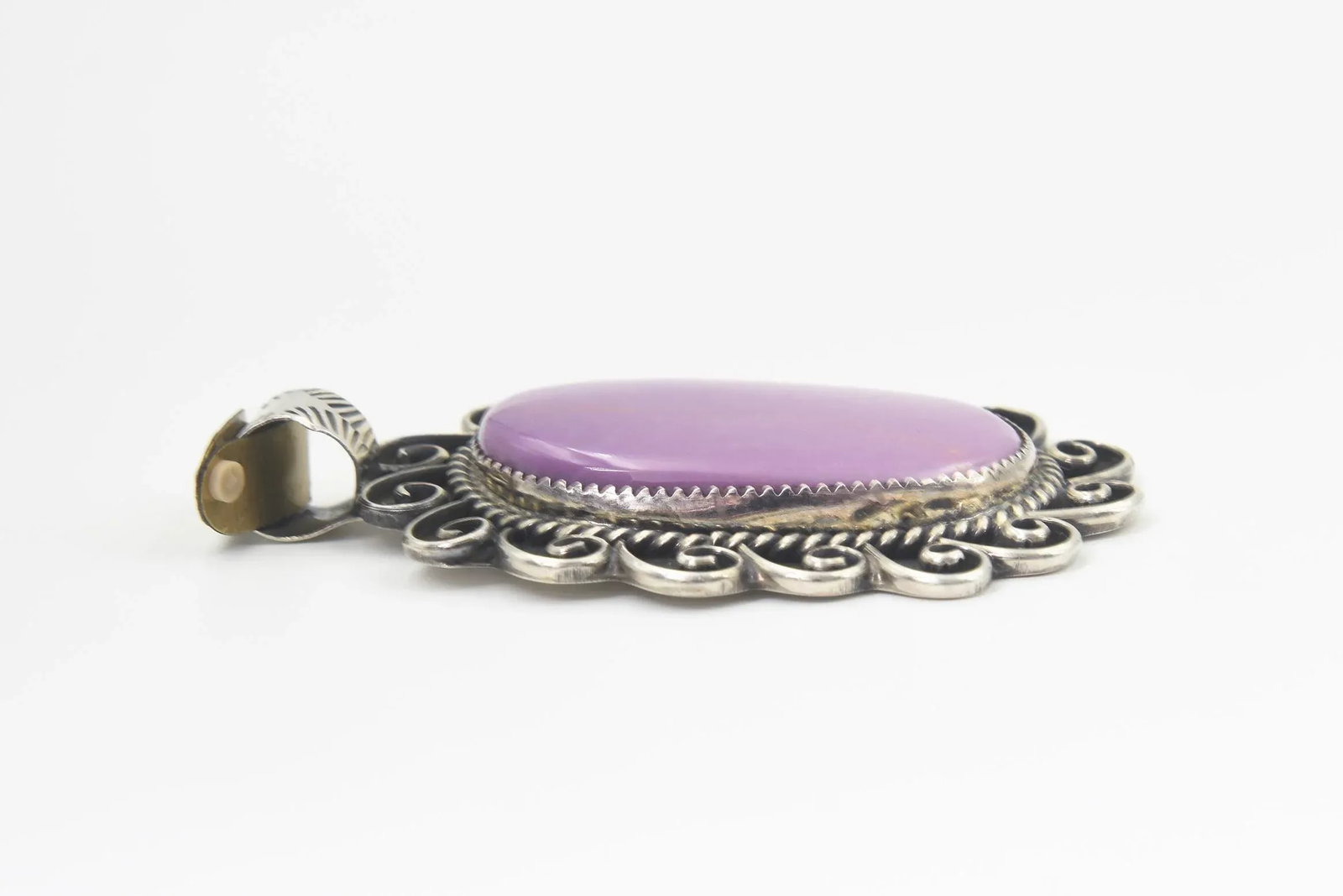 Southwest Navajo Style Sun or Flower Sugilite Sterling Silver Pendant by Kay Johnson - 6