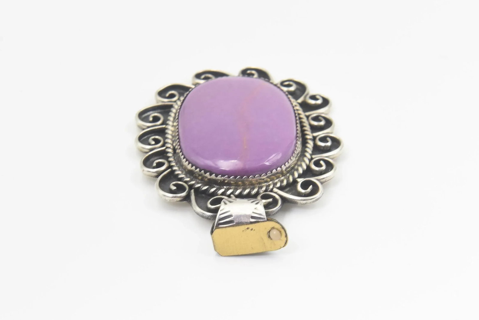 Southwest Navajo Style Sun or Flower Sugilite Sterling Silver Pendant by Kay Johnson - 7