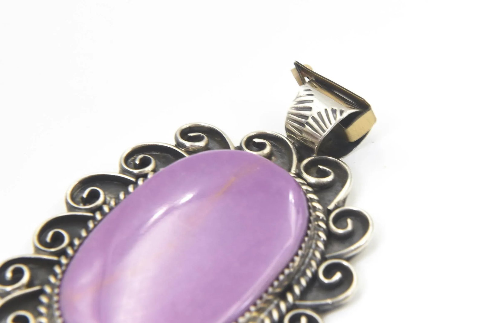Southwest Navajo Style Sun or Flower Sugilite Sterling Silver Pendant by Kay Johnson - 9