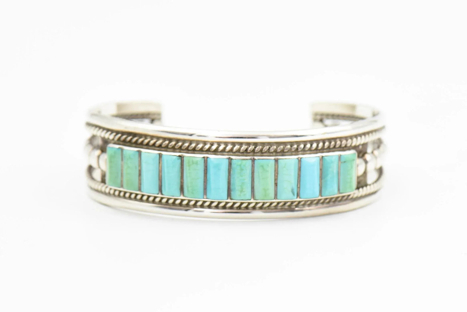 Late 20th Century Vintage Southwestern Turquoise Sterling Silver Cuff Bracelet - 3