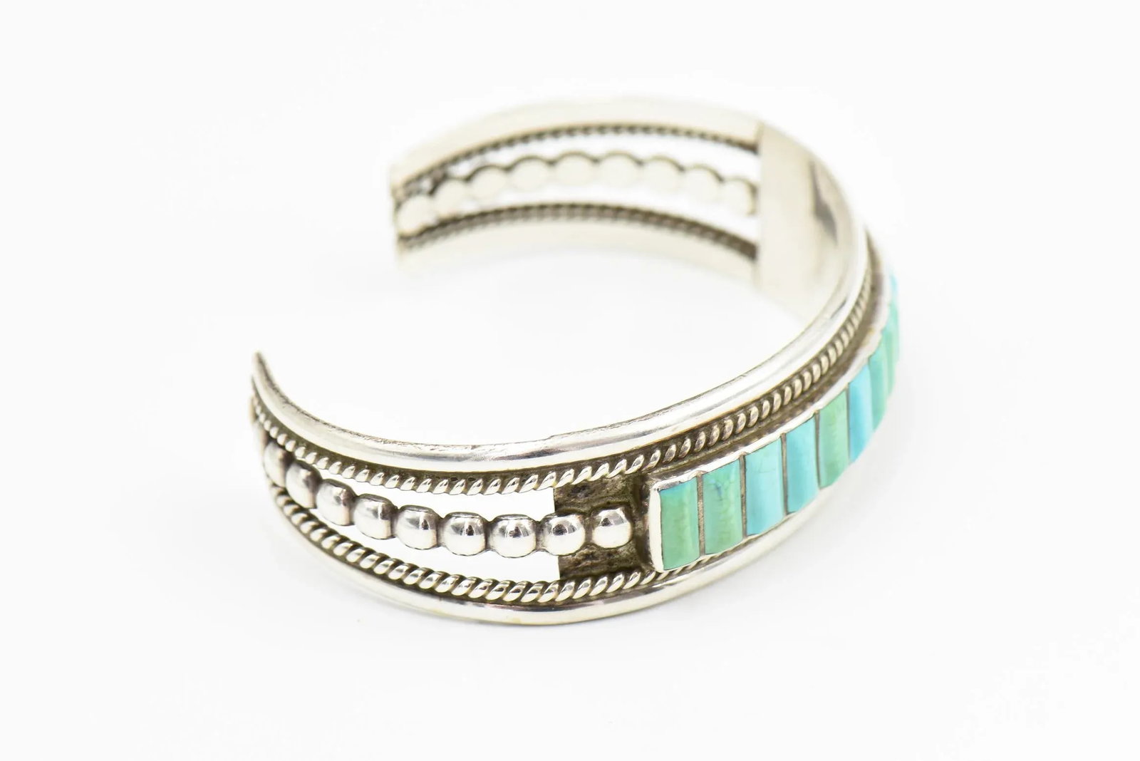 Late 20th Century Vintage Southwestern Turquoise Sterling Silver Cuff Bracelet - 5