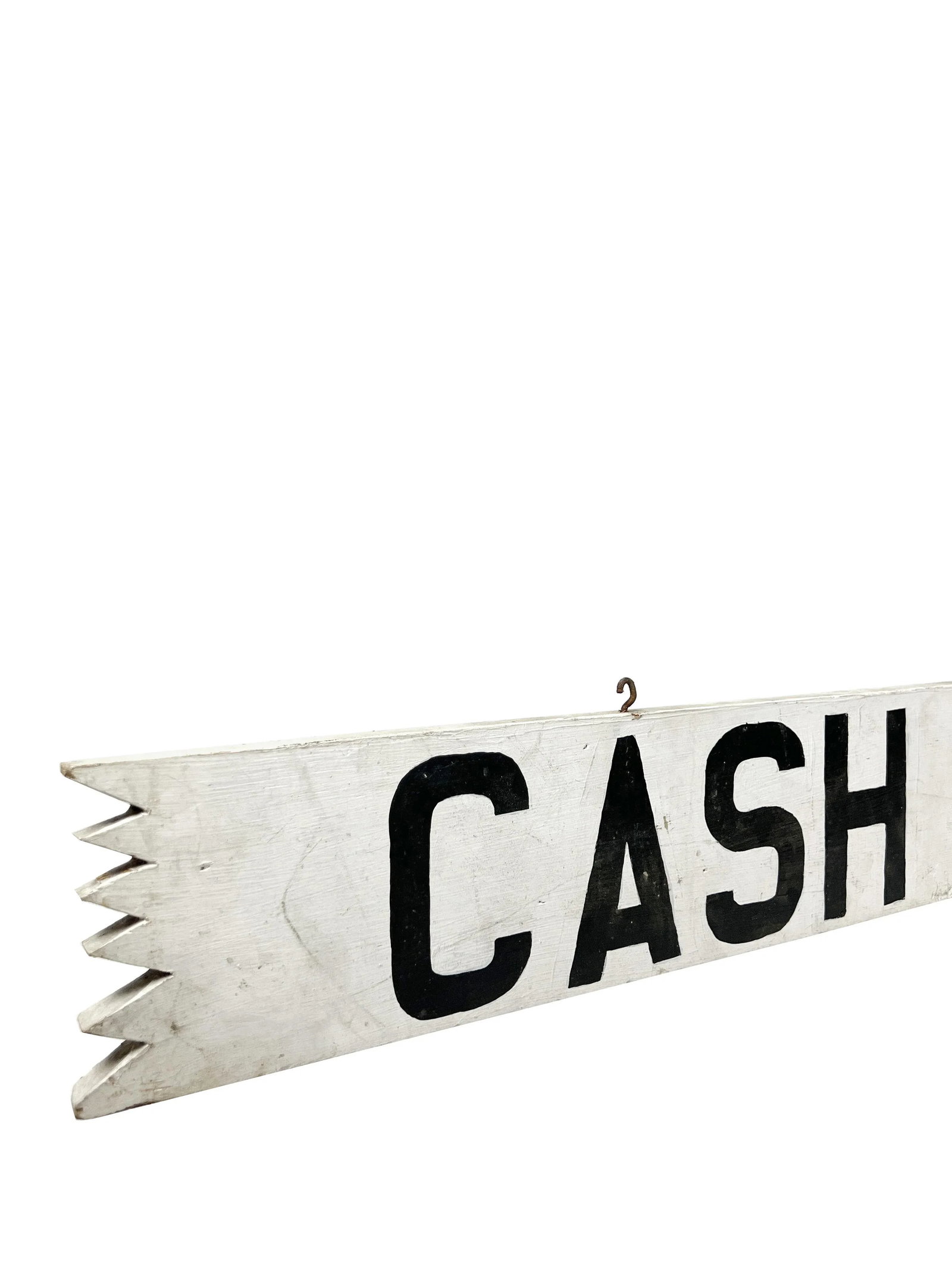 Vintage 1950s Painted White Wood "Cash for Your Piano" Advertising Sign - 3