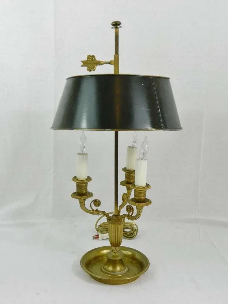 19th Century Louis XVI Style Three Light Gilt Bronze Bouillotte Lamp - 2