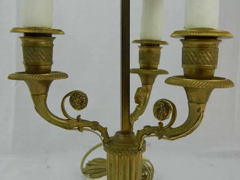 19th Century Louis XVI Style Three Light Gilt Bronze Bouillotte Lamp - 4