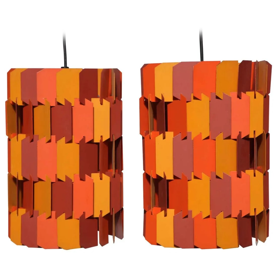 Louis Weisdorf for Lyfa Orange & Rose Facet Pop Hanging Pendants, 1970s - a Pair - 11