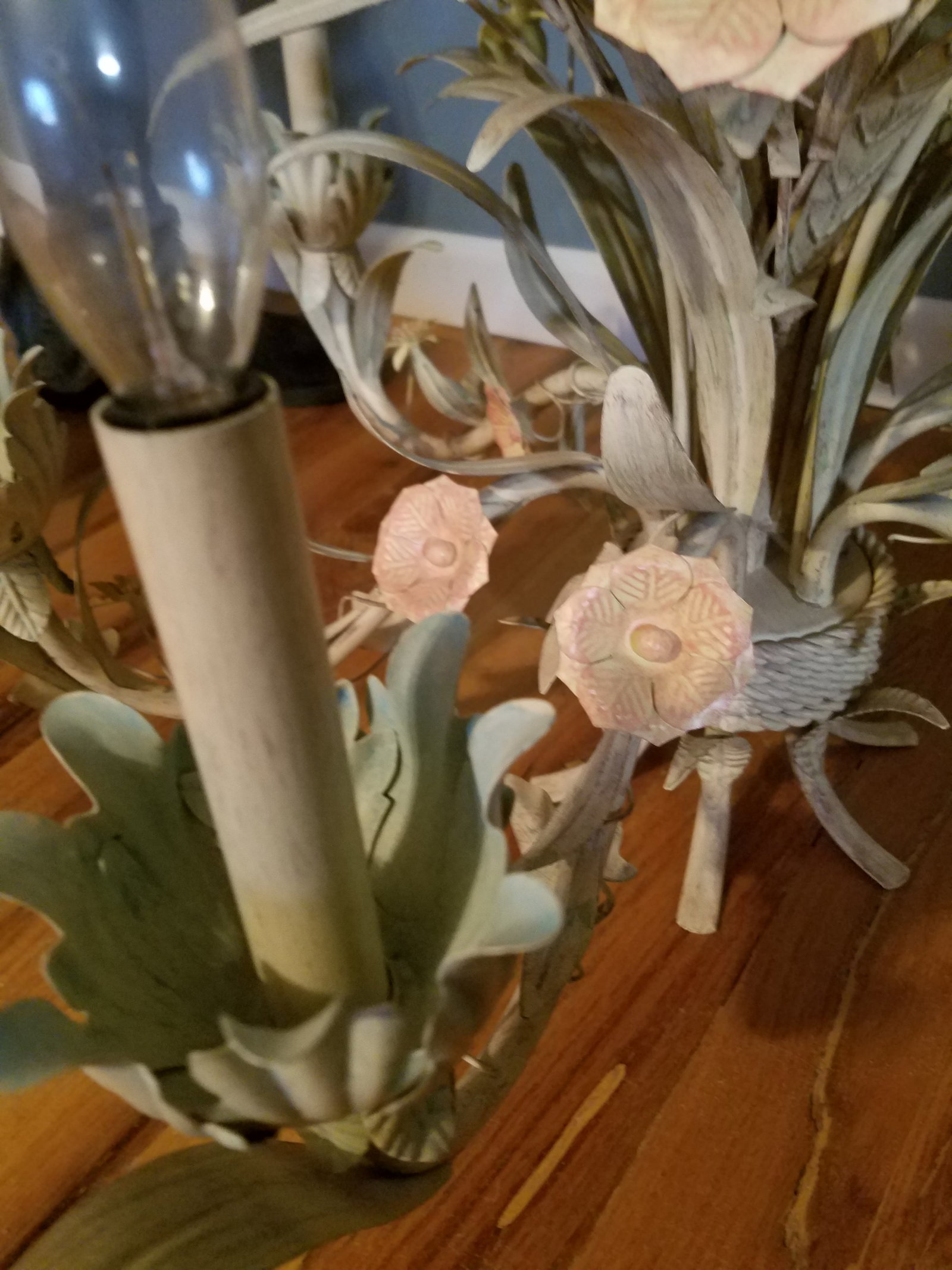 Large Early 21st Century Floral Tole Chandelier - 7