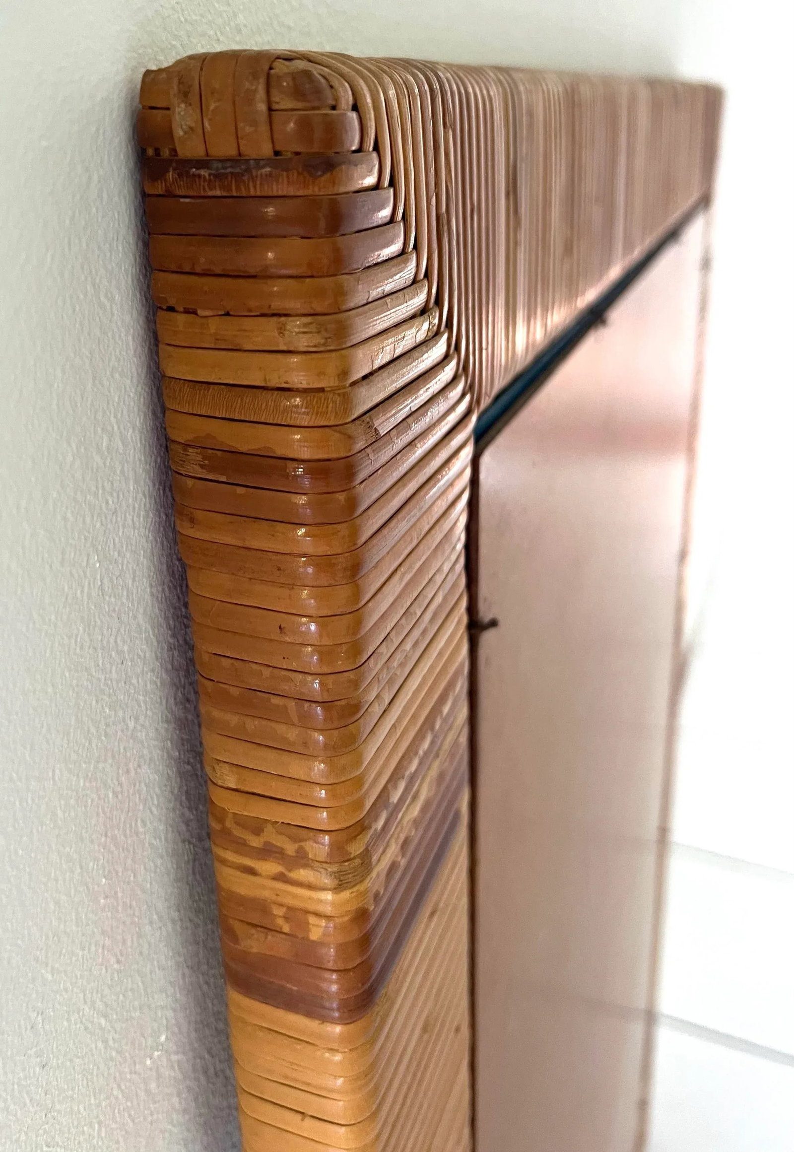 Vintage Wrapped Rattan Mirror - 3