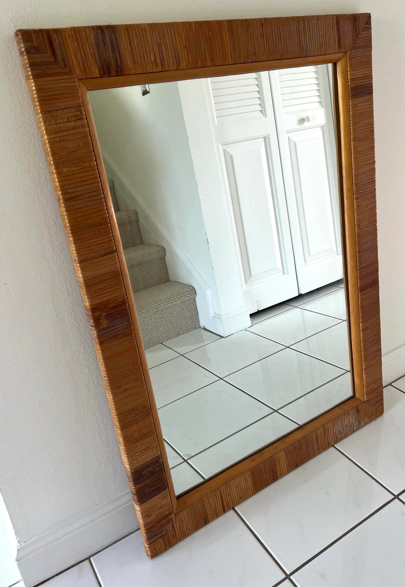 Vintage Wrapped Rattan Mirror - 4