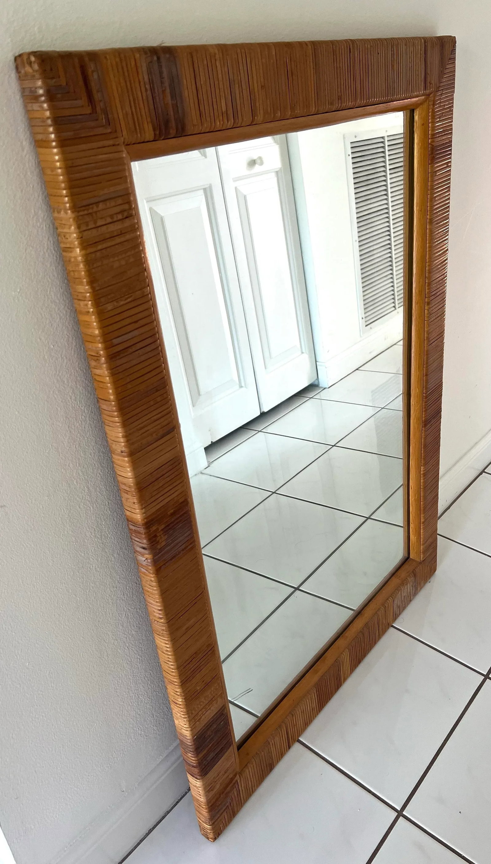 Vintage Wrapped Rattan Mirror - 6