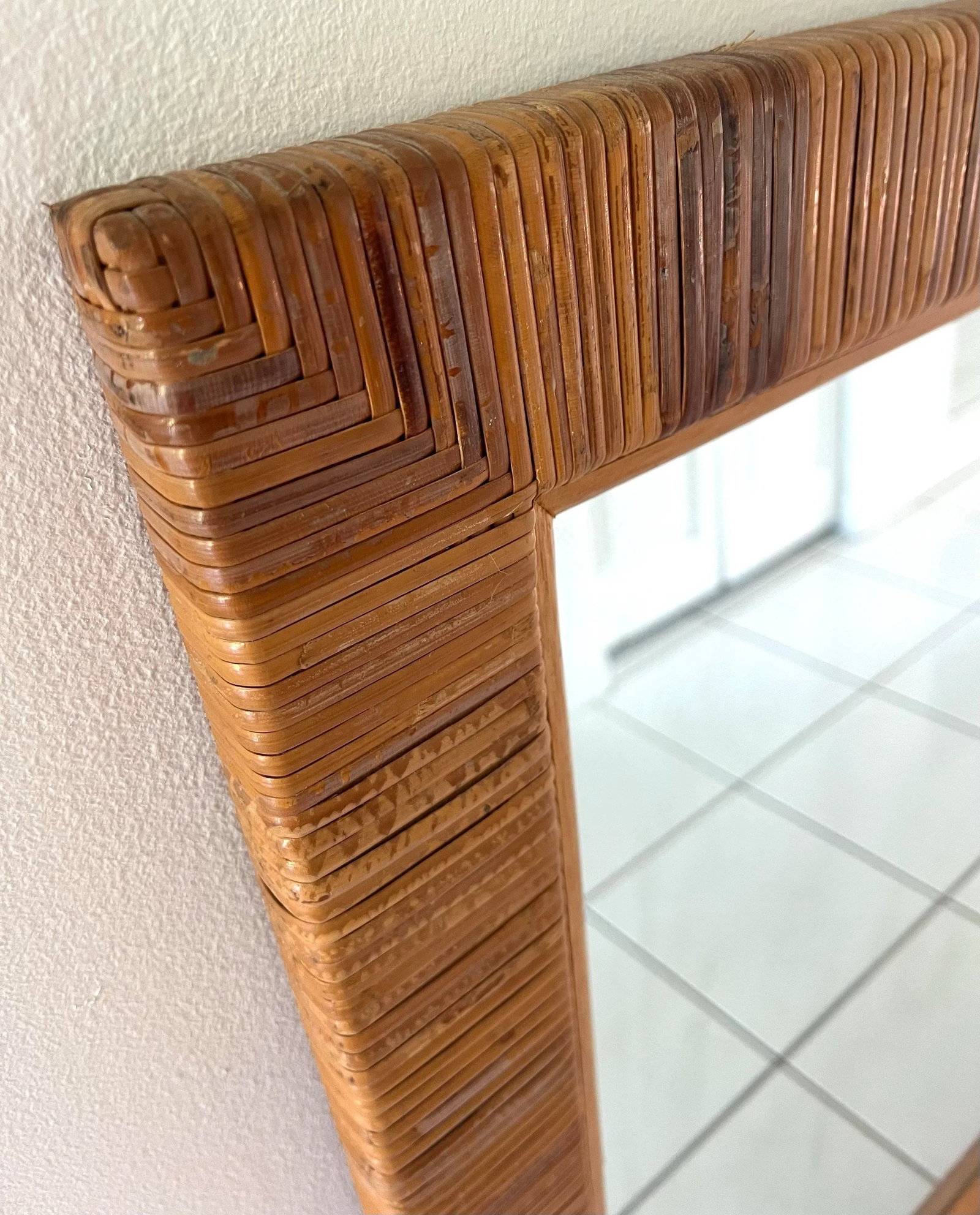 Vintage Wrapped Rattan Mirror - 7