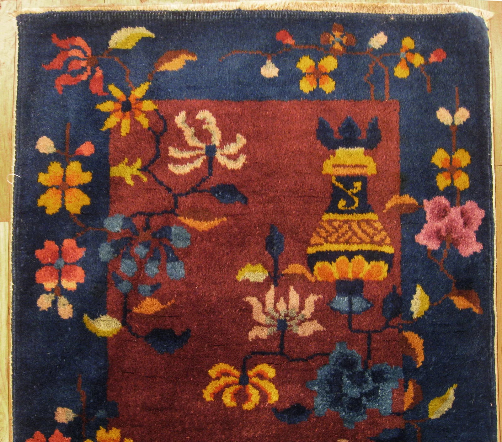 1920s Antique Chinese Art Deco Oriental Rug-2'0"x4'0" - 4