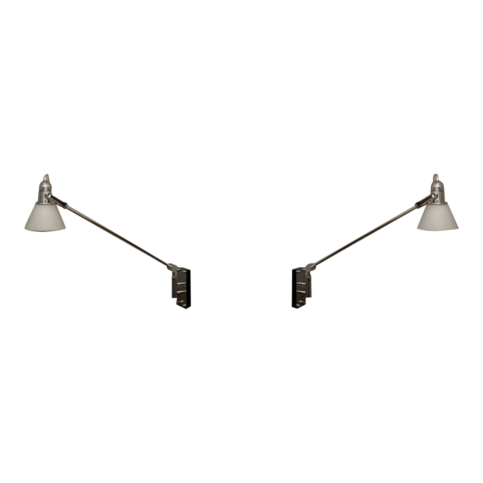 1979 Nessen Lighting Articulating Wall Fixtures - A Pair: Two/Pair of Nessen Lighting Articulating Wall Fixtures by Christian Diez Sanchez (Barcelona architect, designer, and sculptor). He designed these fixtures in 1979 for Agusti Lamps in Barcelona, Spain 