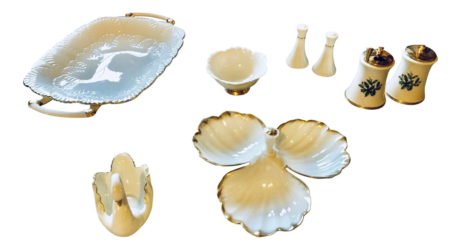 Vintage Lenox China Serving Pieces - Set of 8: This listing is for an 8 piece vintage Lenox lot. All pieces are in excellent used vintage condition. Gold trim detail enhance the beauty on all 8 pieces. Lot includes Large serving tray, 2 sets of