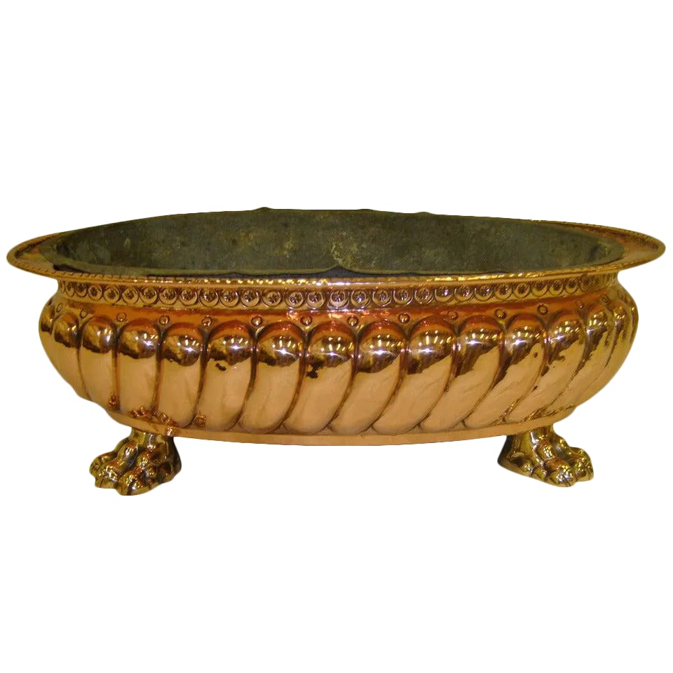 19th Century French Copper Jardiniere With Original Liner: 19th Century French Copper Jardiniere with Original Liner and Ending in Paw Feet Condition: Alterations: Unknown Imperfections: Some Imperfections Condition Notes: Excellent Wear consistent with age
