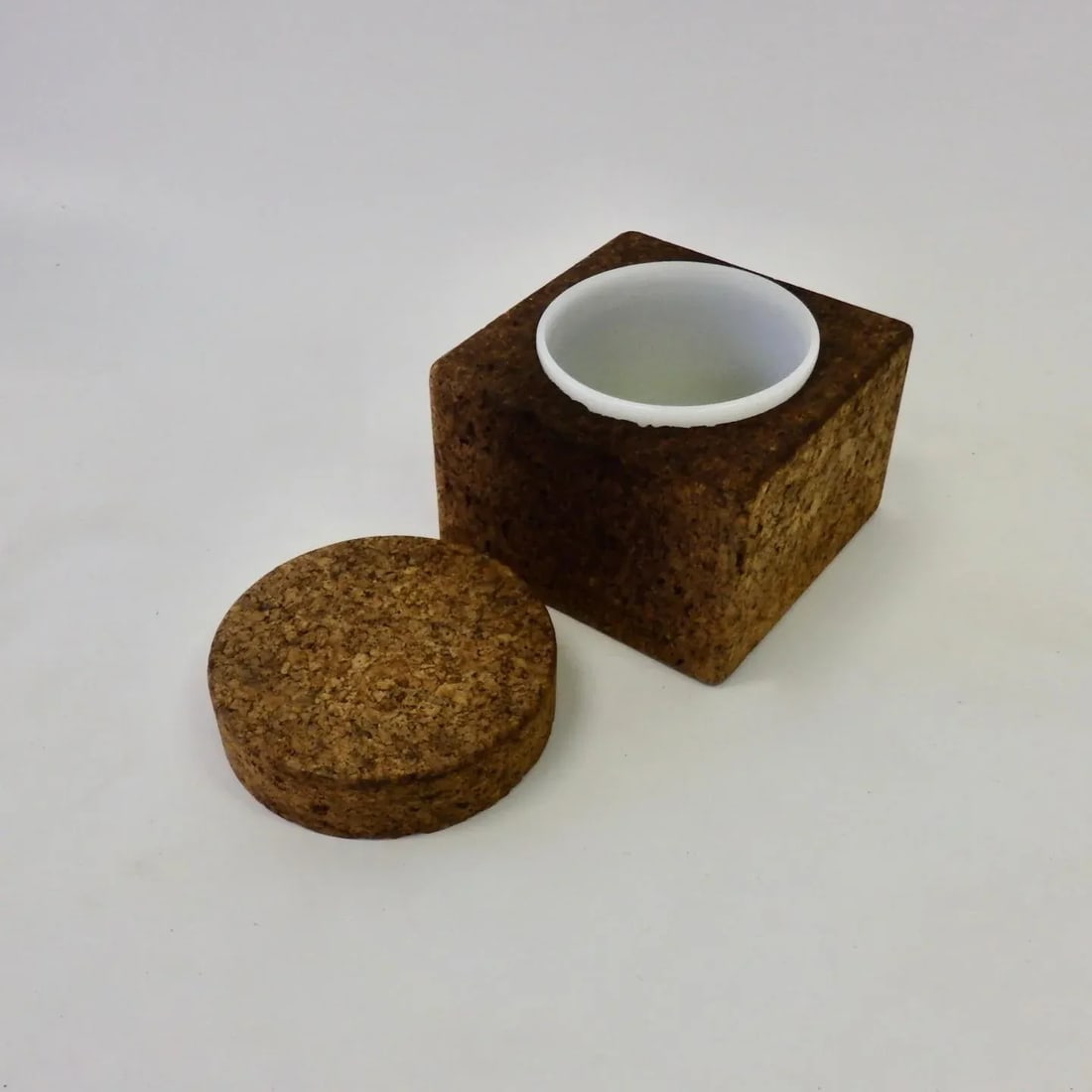 Mort Marton Cork Ice Bucket with Milk Glass Insert - 2