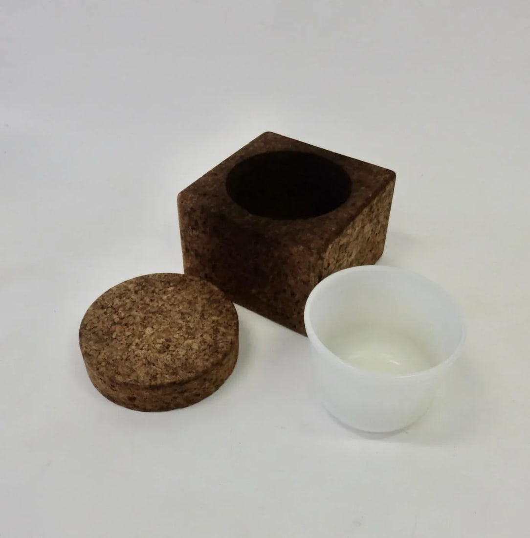 Mort Marton Cork Ice Bucket with Milk Glass Insert - 3
