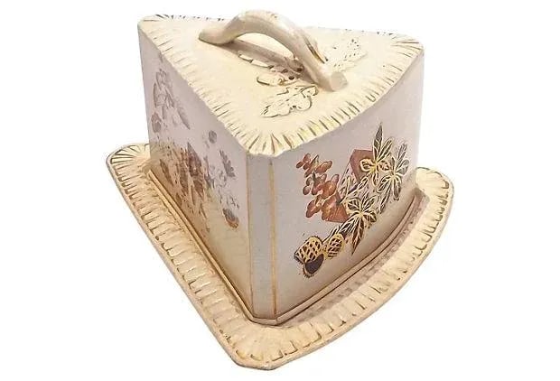 Antique Covered English Ceramic Cheese Dish - 2