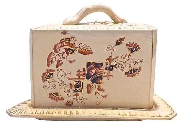 Antique Covered English Ceramic Cheese Dish - 3
