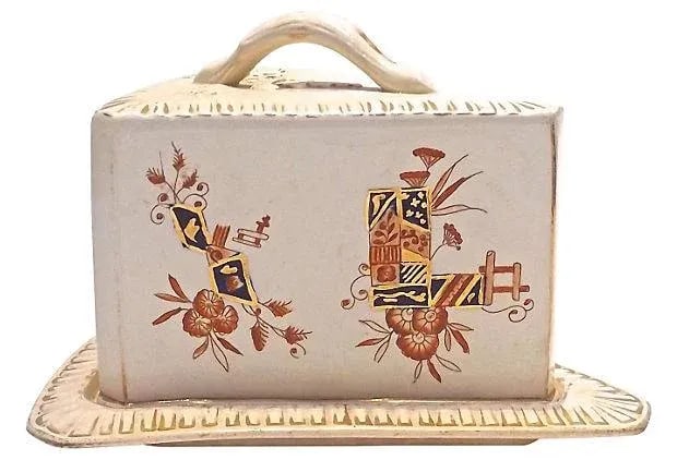 Antique Covered English Ceramic Cheese Dish - 4