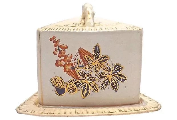 Antique Covered English Ceramic Cheese Dish - 5