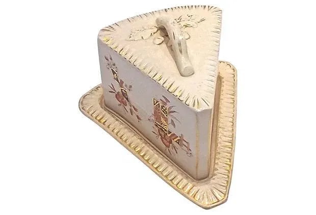 Antique Covered English Ceramic Cheese Dish - 6
