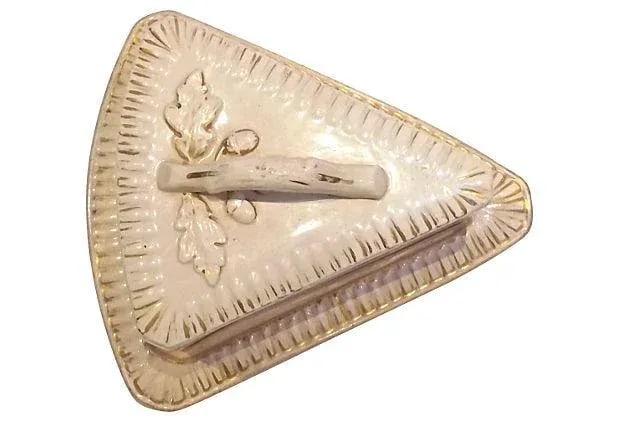 Antique Covered English Ceramic Cheese Dish - 9