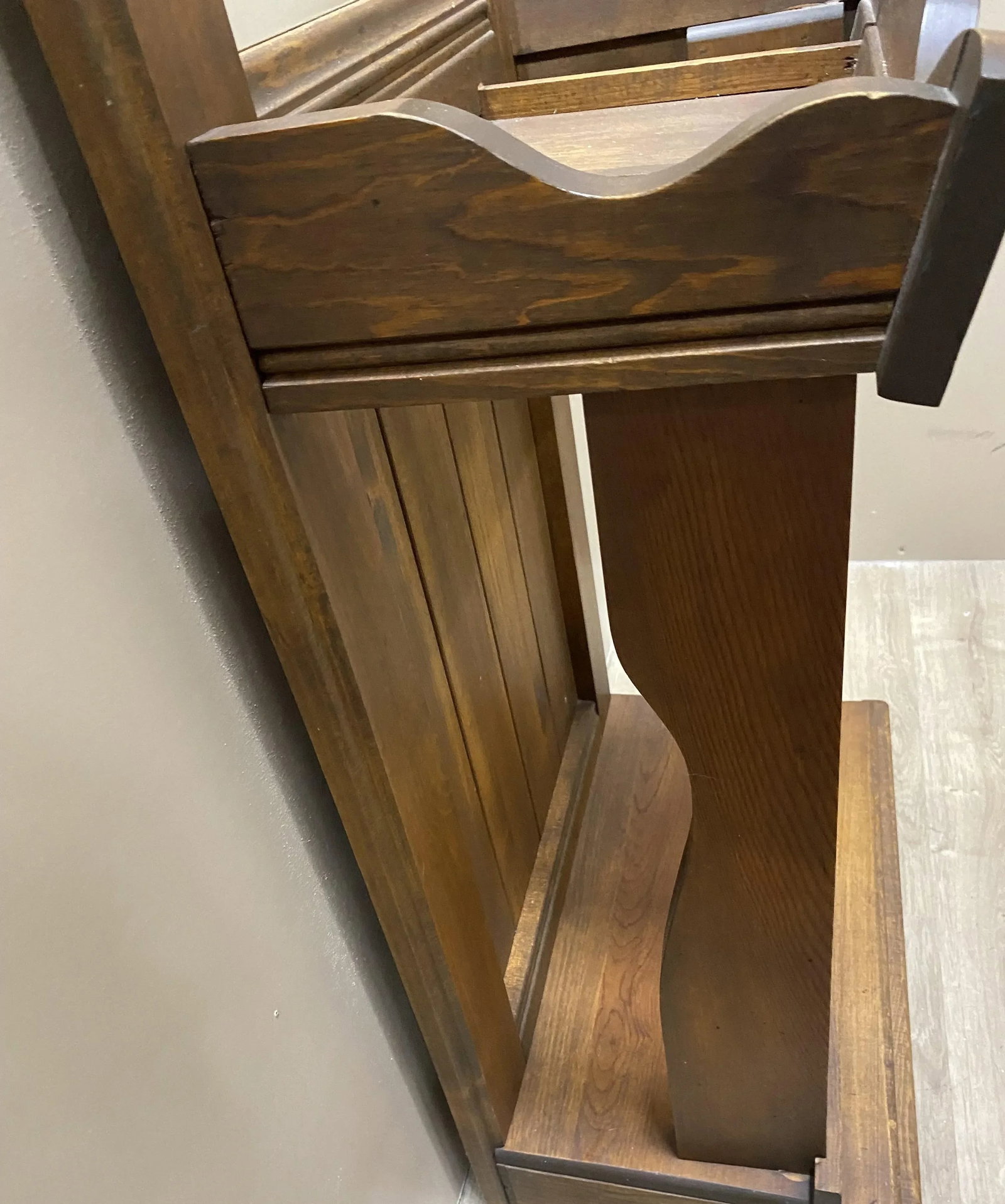 Vintage Wood Hall Tree With Shelf - 5