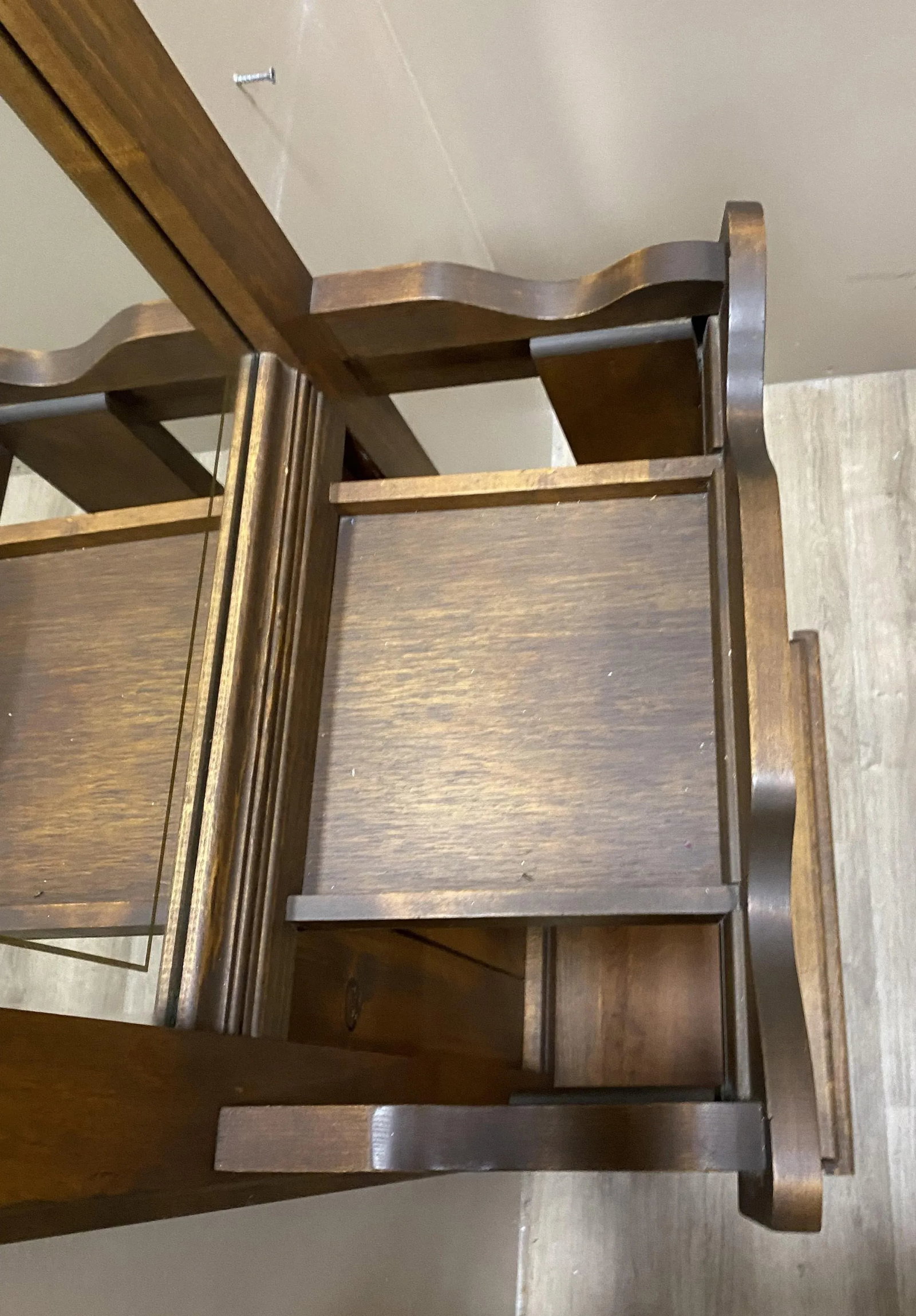 Vintage Wood Hall Tree With Shelf - 6
