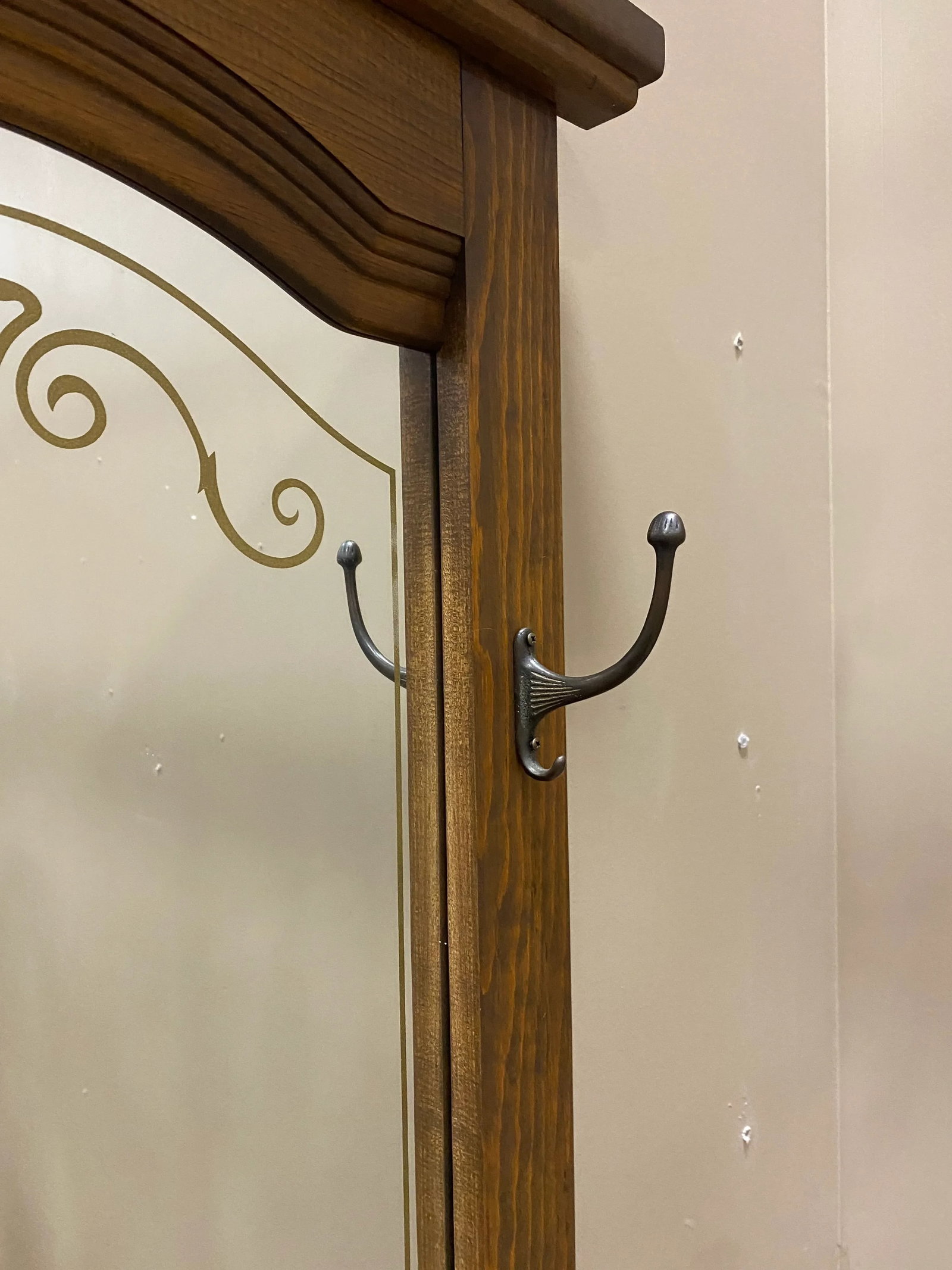 Vintage Wood Hall Tree With Shelf - 8