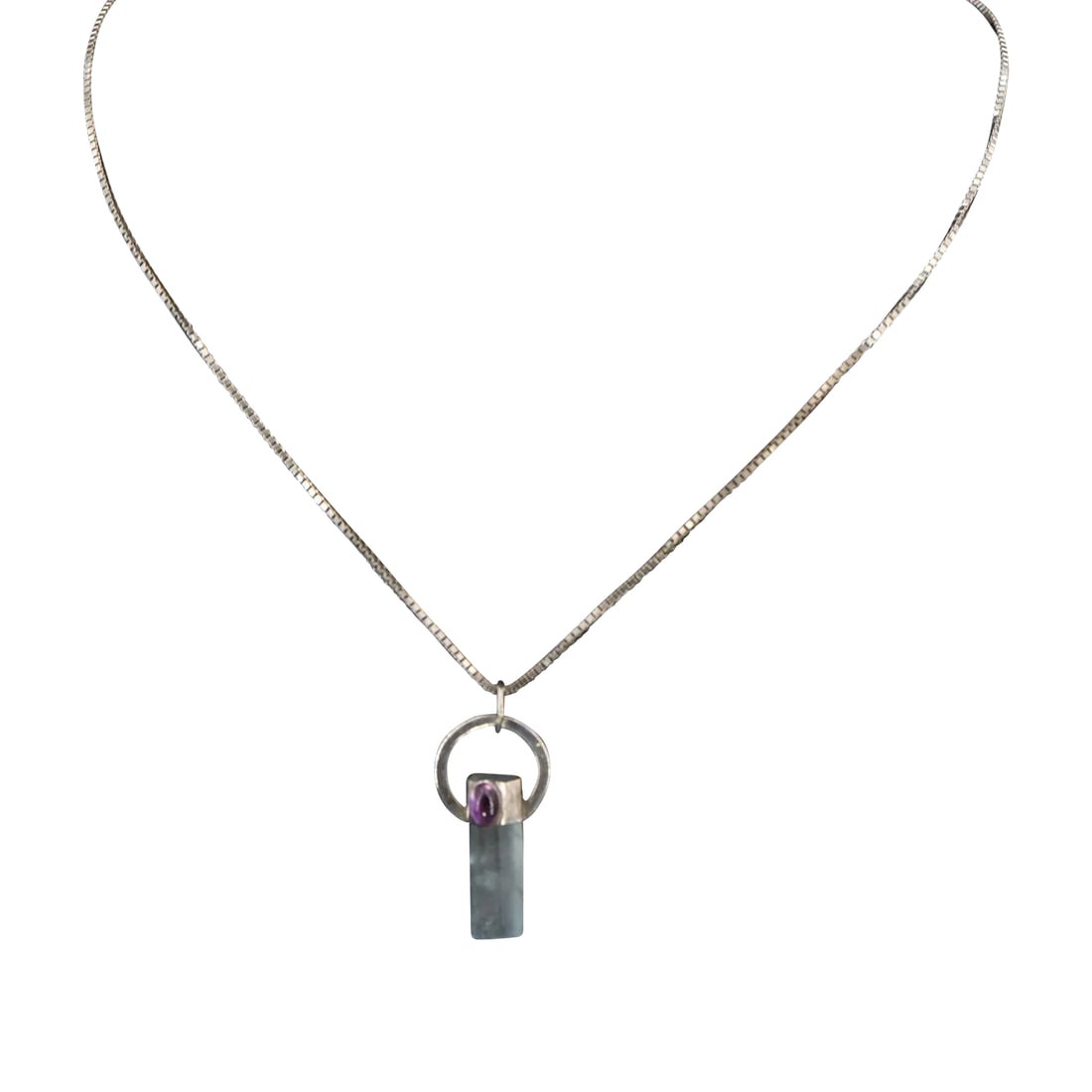 Vintage Sterling Silver, Amethyst & Quartz Pendant Necklace: This one of a kind vintage Sterling Silver, Amethyst & Quartz Pendant is beautifully paired with this long 30.5'' chain and will look absolutely stunning when worn. It's unique contemporary design