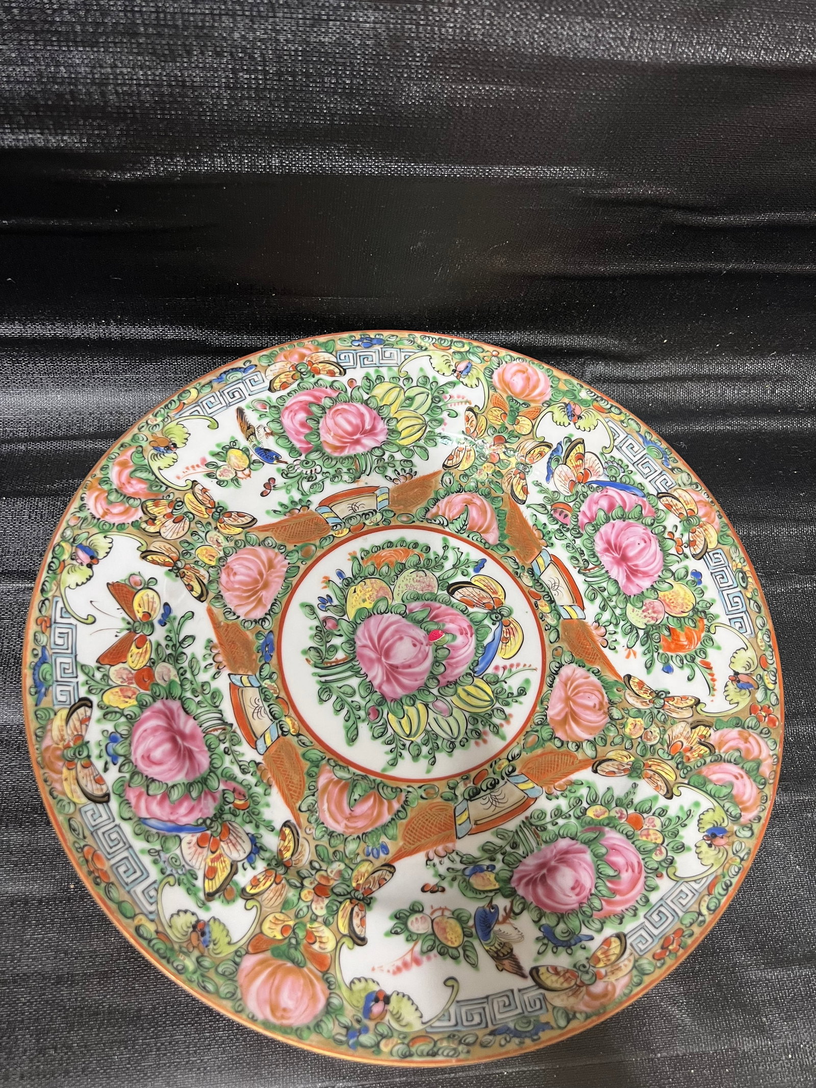 Early 20th Century Rose Medallion Dinner Plates- Set of 7 - 14