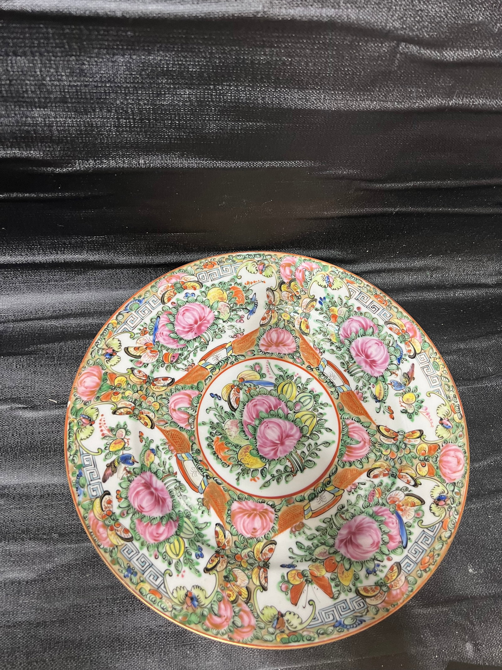 Early 20th Century Rose Medallion Dinner Plates- Set of 7 - 17