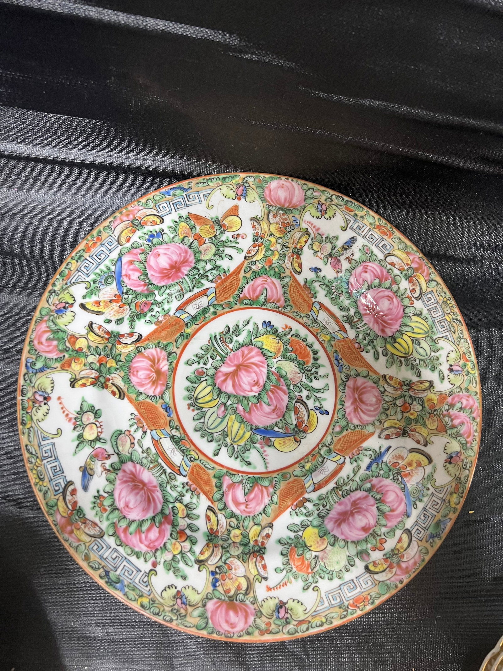 Early 20th Century Rose Medallion Dinner Plates- Set of 7 - 18