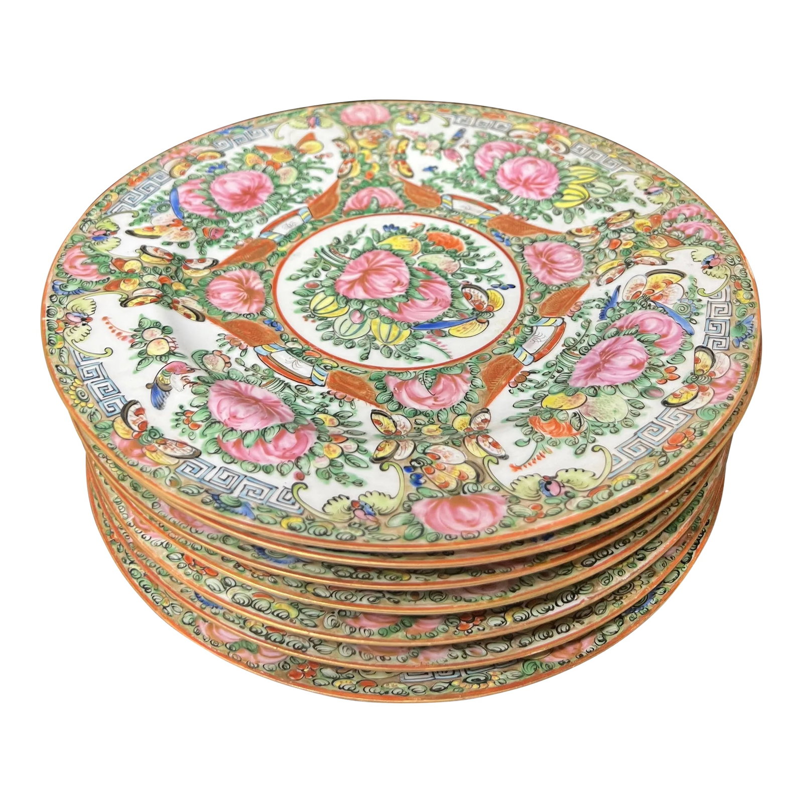 Early 20th Century Rose Medallion Dinner Plates- Set of 7 (1 of 18)