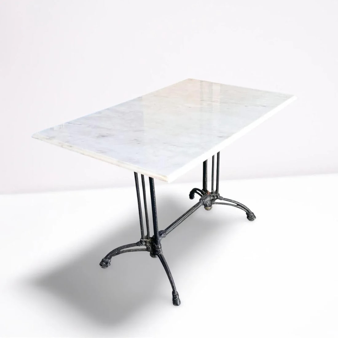 Antique French Bistro Table With Marble Top - 2