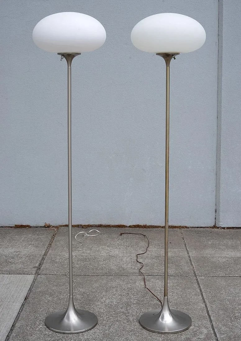 Mid-Century Modern Laurel Mushroom Floor Lamps - a Pair - 12
