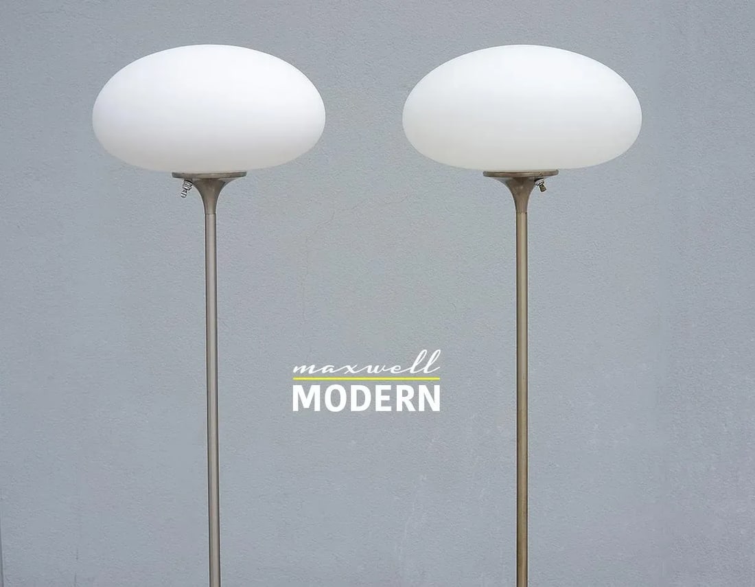 Mid-Century Modern Laurel Mushroom Floor Lamps - a Pair - 3