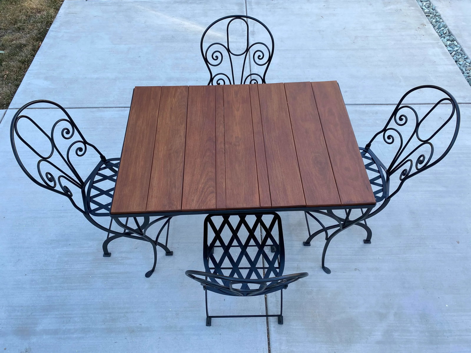 Mexican Modern Wrought Iron Outdoor Dining Set - 2