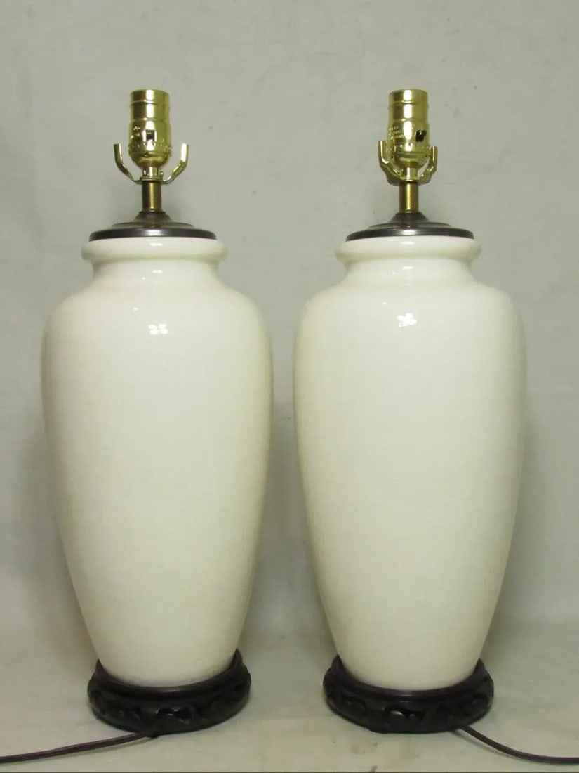 Pair of White Porcelain Vase Lamps - 2