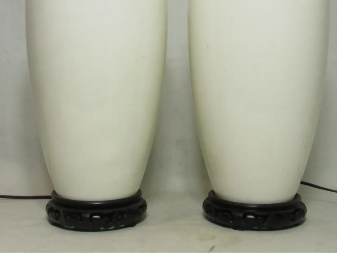 Pair of White Porcelain Vase Lamps - 6